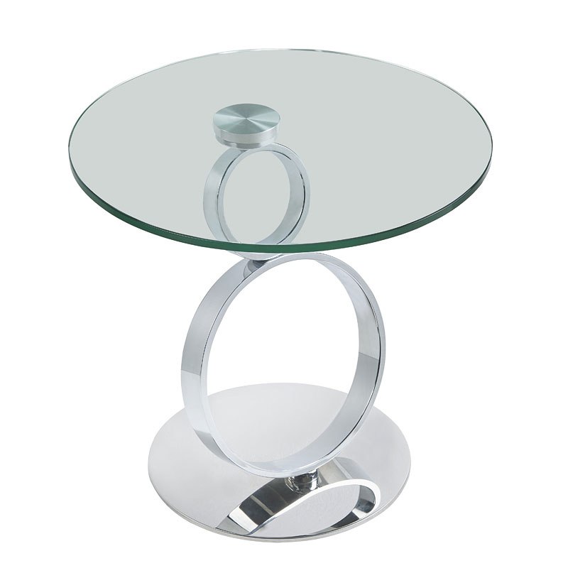 21.6 x 21.6 x 22.8 in. Glass & Chrome MC Chicago End Table