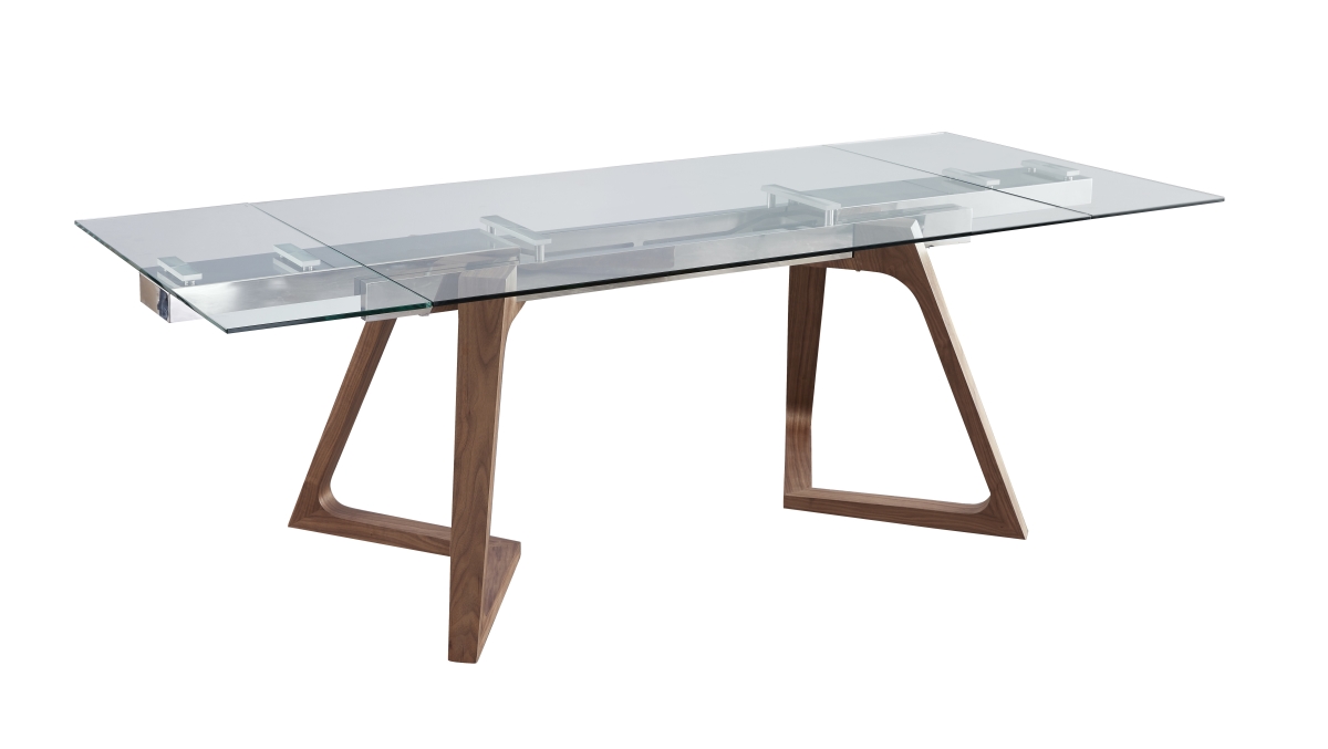 18886-T Class Extension Dining Table, Clear & Brown