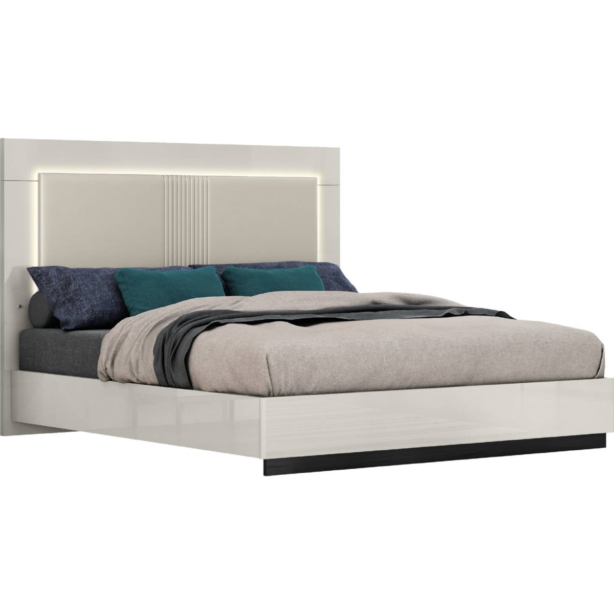 54 x 77 x 81 in. Bella King Size Bed, Grey & Black