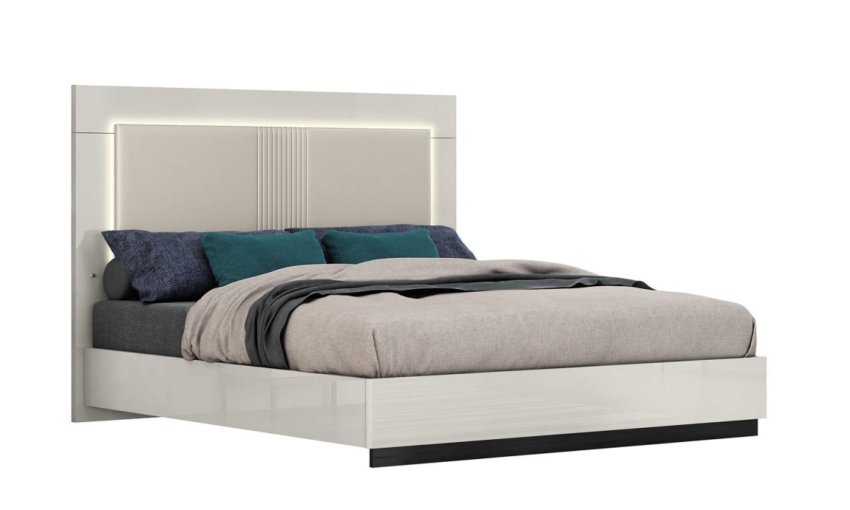 54 x 61 x 81 in. Bella Queen Size Bed, Grey & Black