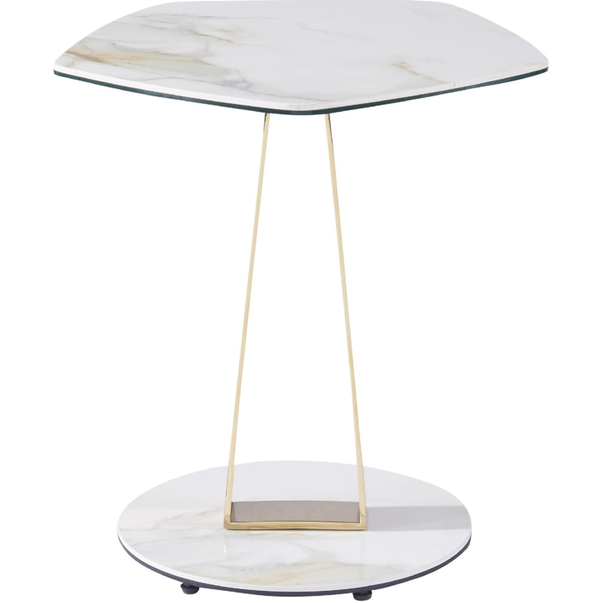 MC Orleans End Table - Gloss White, Brown Ceramic & Polished Brass