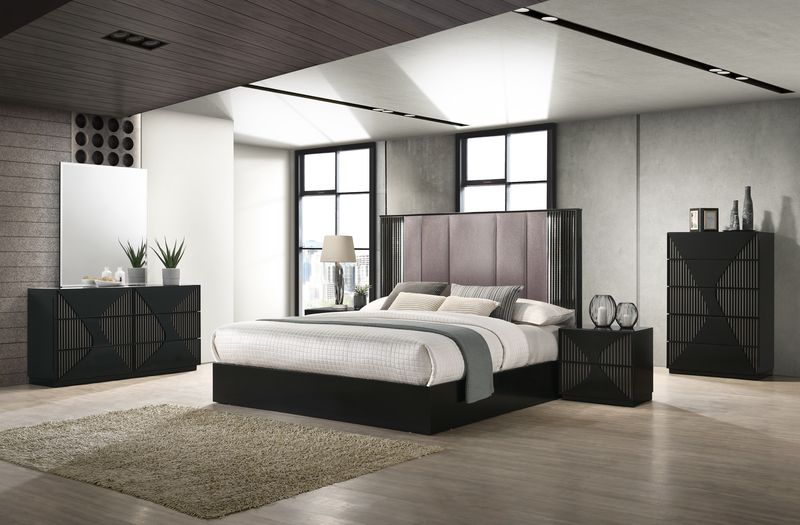 Picture of J&M Furniture 17521-K Rosette Bed&#44; Black - King Size