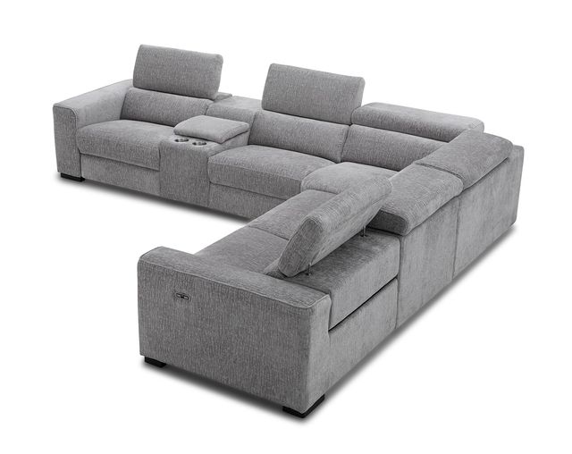 19965-LTG Picasso Motion Fabric Sectional Sofa, Light Grey