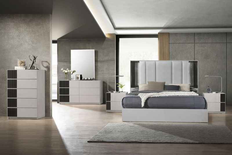 Picture of J&M Furniture 17566-K Lucia Bed&#44; Grey - King Size