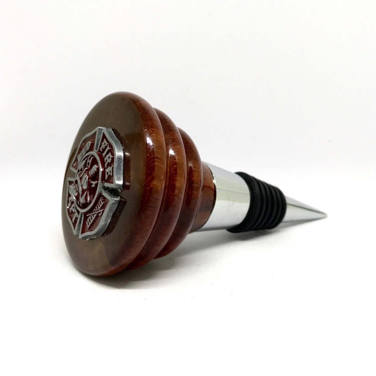 Picture of Cigar Cutters by Jim WS-FMN4 Firemans Cross Wine Stopper - Red