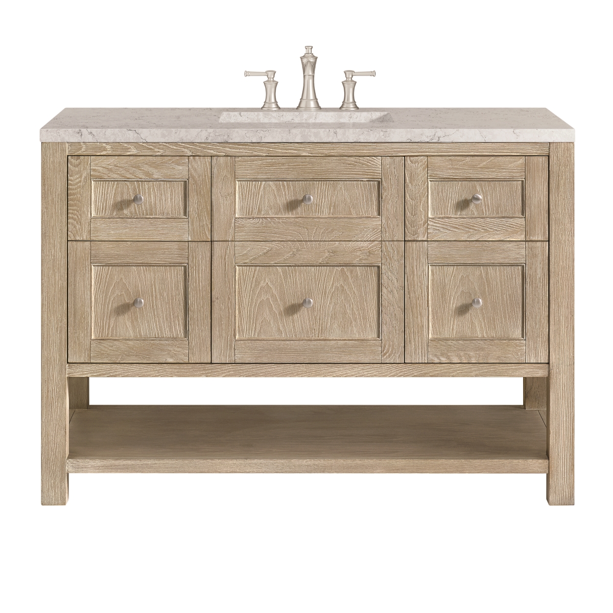 330-V48-WWO-3EJP 48 in. Breckenridge Single Vanity with 3 cm Eternal Jasmine Pearl Quartz Top, Whitewashed Oak -  James Martin Vanities