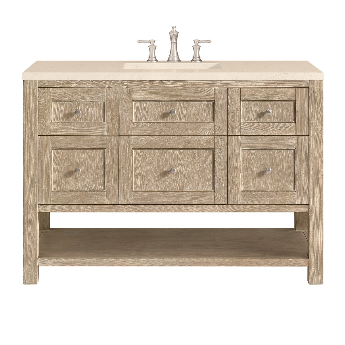 330-V48-WWO-3EMR 48 in. Breckenridge Whitewashed Oak Single Bathroom Vanity with 3 cm Eternal Marfil Quartz Top -  James Martin Vanities