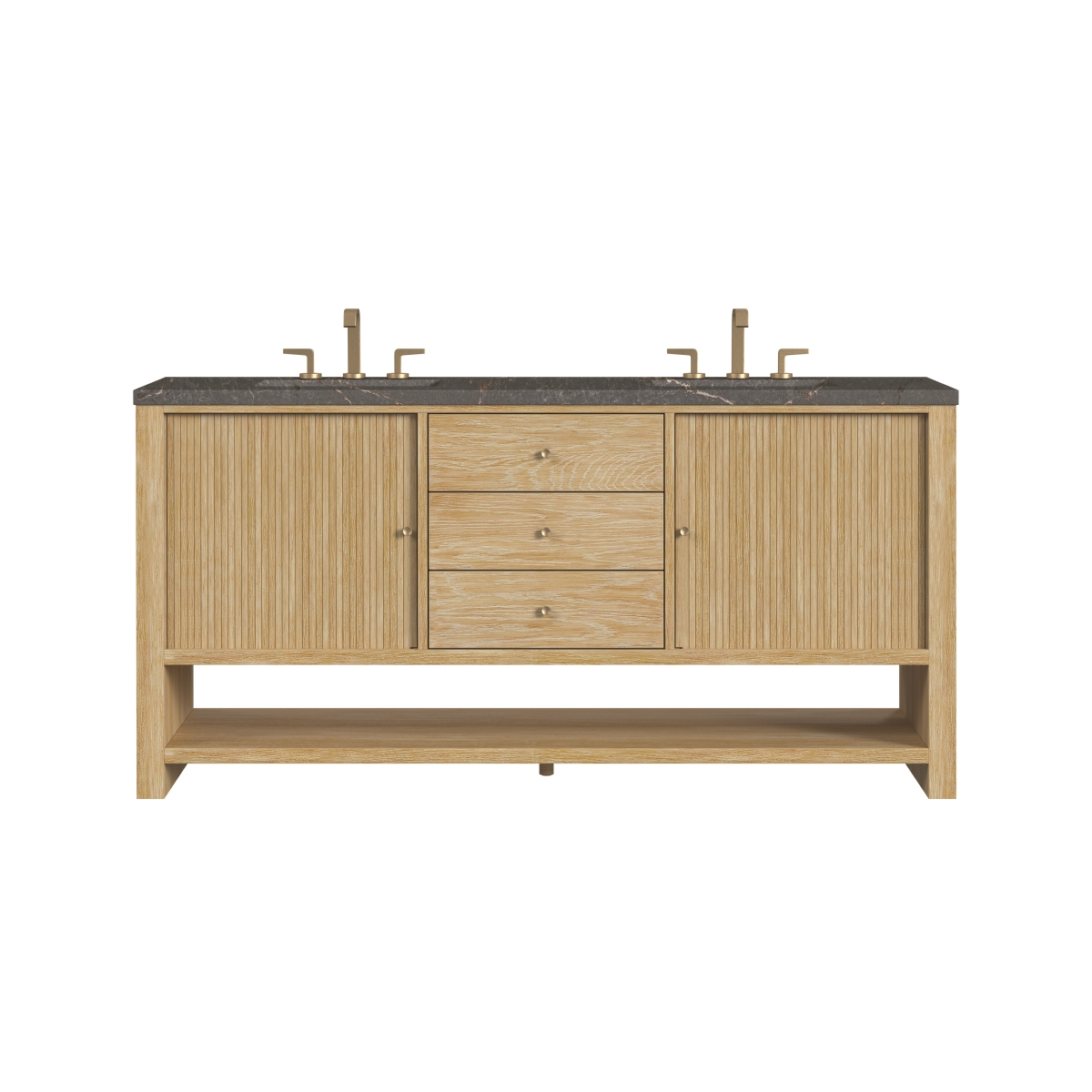 D404-V72-SWO-3PBL 72 in. Marigot Double Vanity with 3 cm Parisien Blue Quartz Top, Sunwashed Oak -  James Martin Vanities