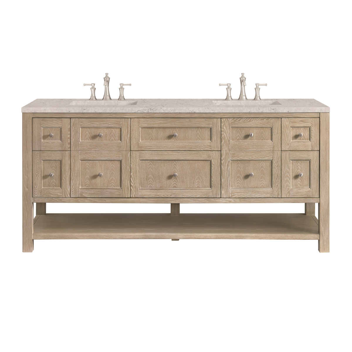 330-V72-WWO-3EJP 72 in. Breckenridge Double Vanity with 3 cm Eternal Jasmine Pearl Quartz Top, Whitewashed Oak -  James Martin Vanities