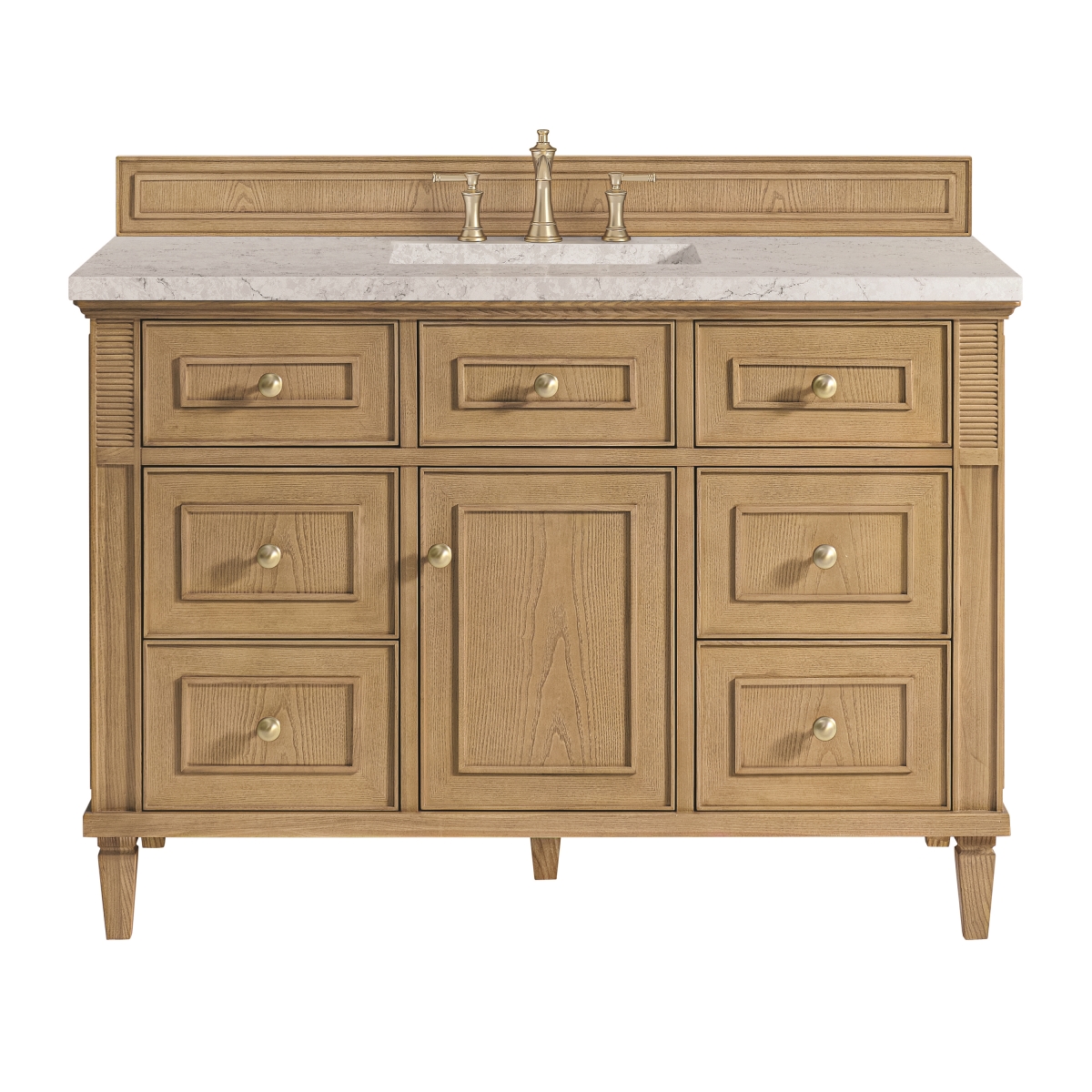 424-V48-LNO-3EJP 48 in. Lorelai Single Vanity with 3 cm Eternal Jasmine Pearl Quartz Top, Light Natural Oak -  James Martin Vanities