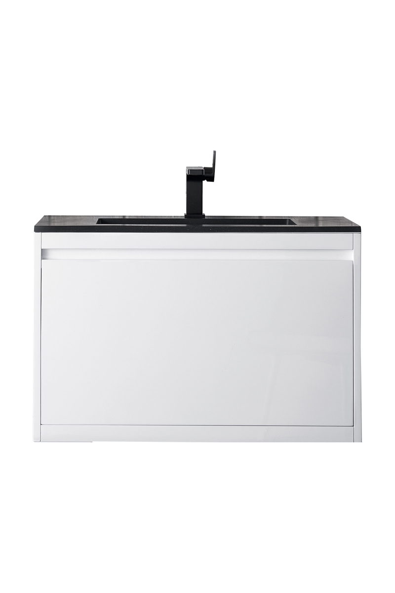 805-V31.5-GW-CH 31.5 in. Single Vanity - Glossy White with Charcoal Black Composite Stone Top -  James Martin Vanities