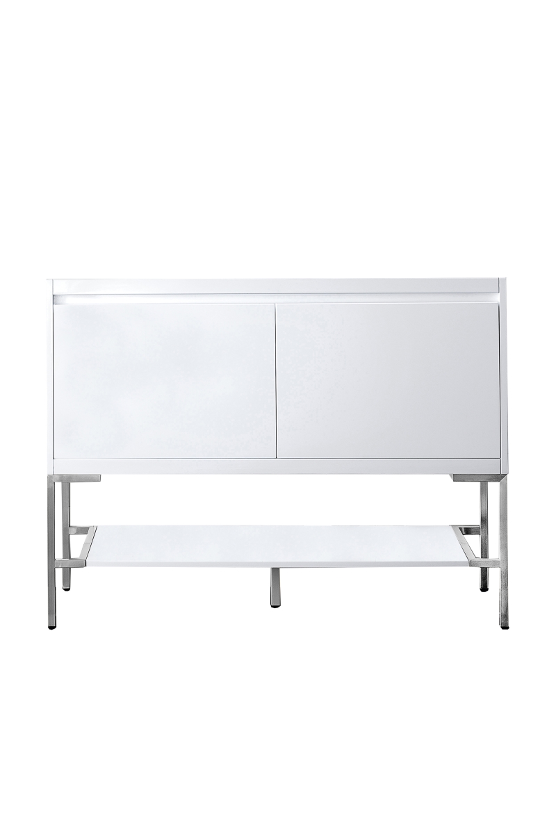 805-V47.3-GW-BNK 47.3 in. Single Vanity Cabinet - Glossy White - Brushed Nickel Base -  James Martin Vanities