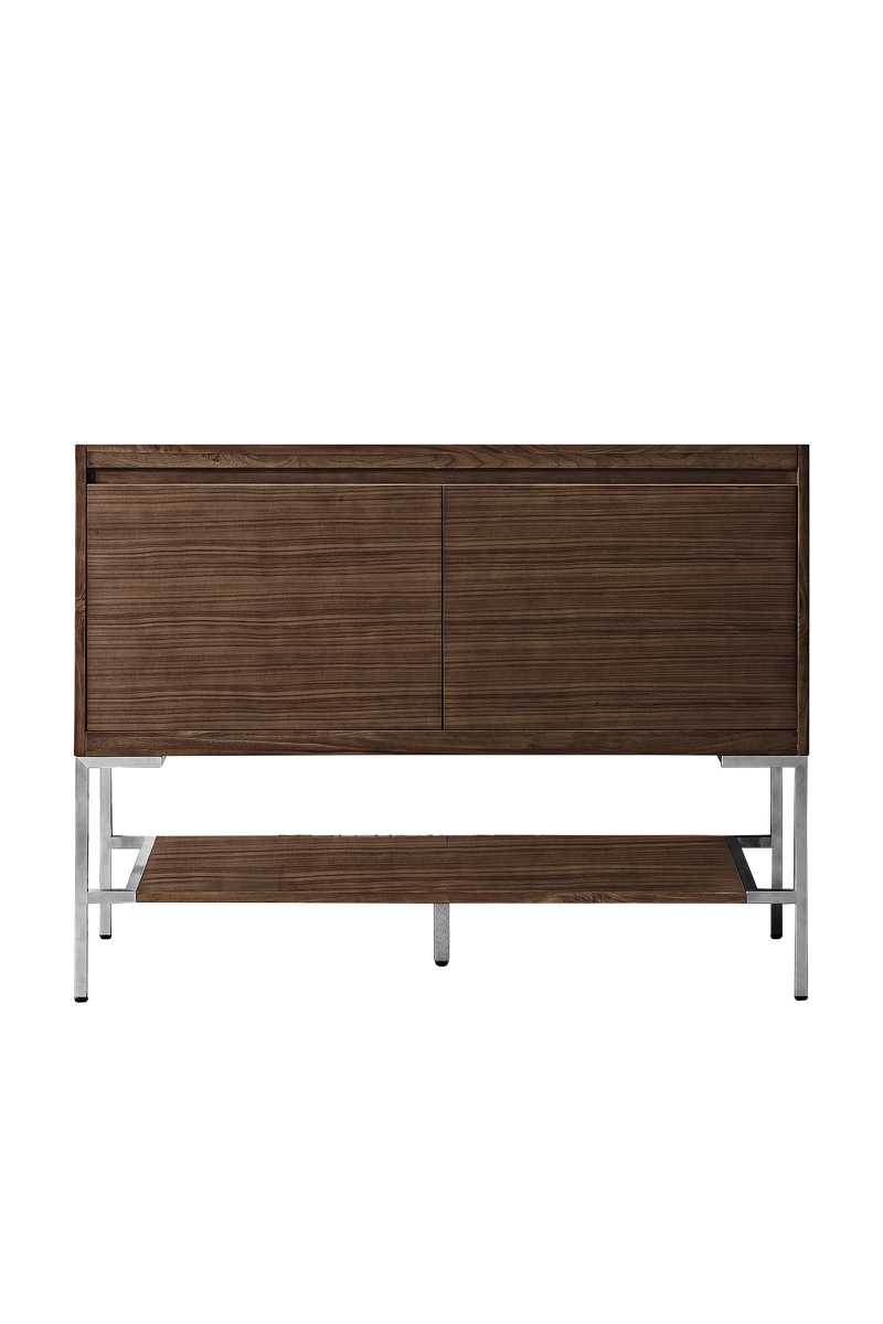 805-V47.3-WLT-BNK 47.3 in. Single Vanity Cabinet, Mid-Century Walnut & Brushed Nickel Base -  James Martin Vanities