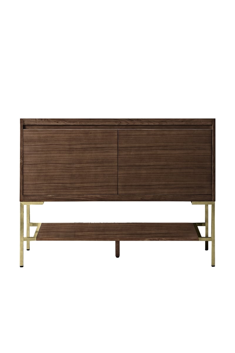 805-V47.3-WLT-CB 47.3 in. Single Vanity Cabinet with Champagne Brass Base, Mid-Century Walnut -  Mantova