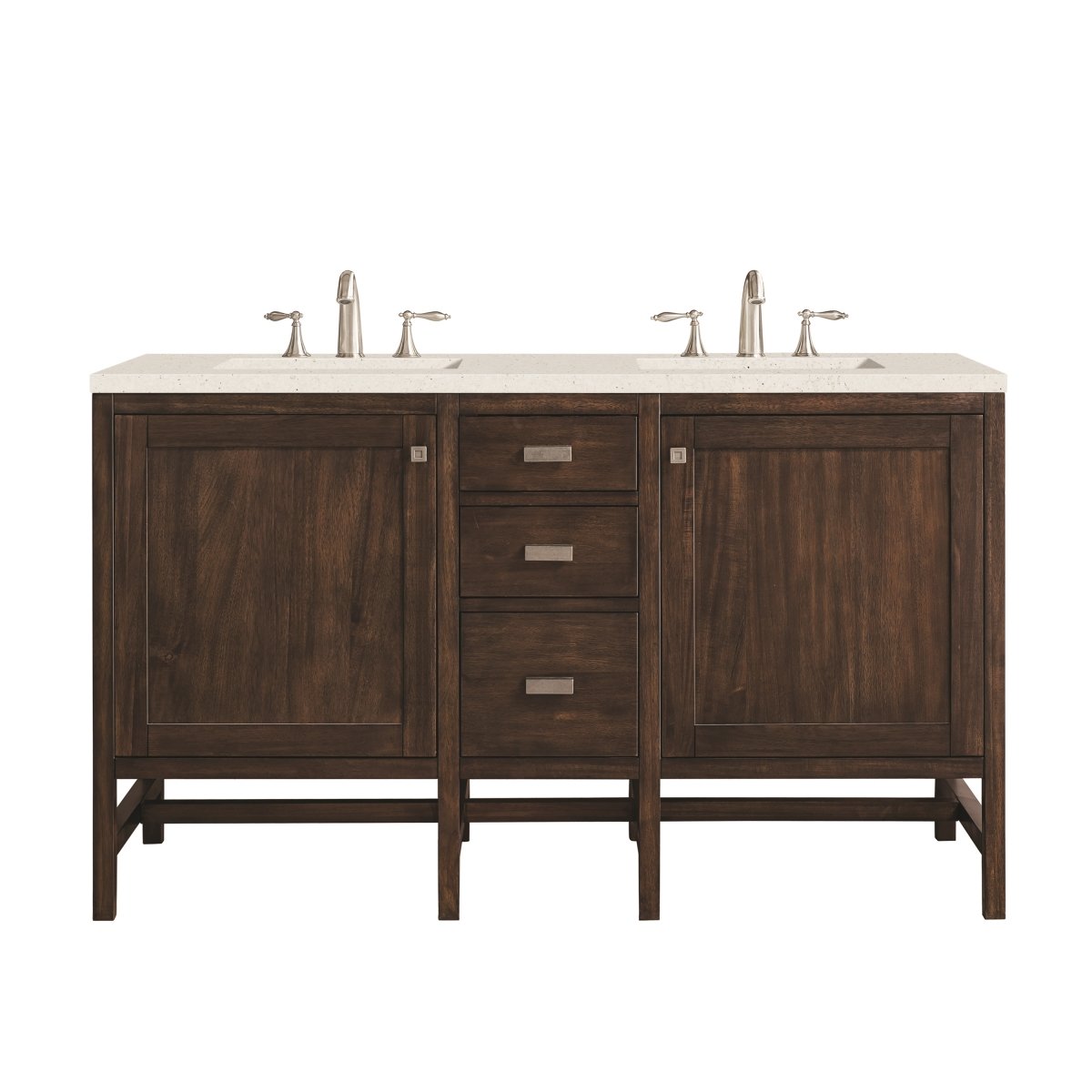 E444-V60D-MCA-3LDL 60 in. Double Vanity, Mid-Century Acacia with 3 cm Lime Delight Quartz Top -  James Martin Vanities