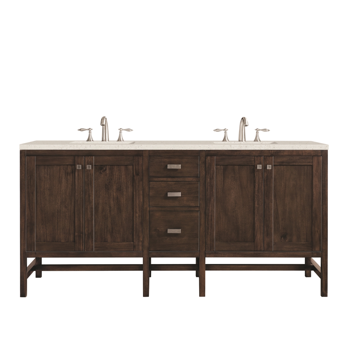 E444-V72-MCA-3LDL 72 in. Double Vanity, Mid-Century Acacia with 3 cm Lime Delight Quartz Top -  James Martin Vanities