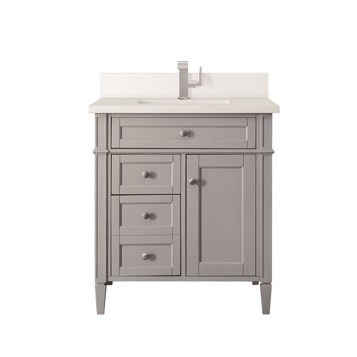 650-V30-UGR-1WZ 30 in. Single Vanity, Urban Gray with Single Hole 3 cm White Zeus Quartz Top & Backsplash -  James Martin Vanities