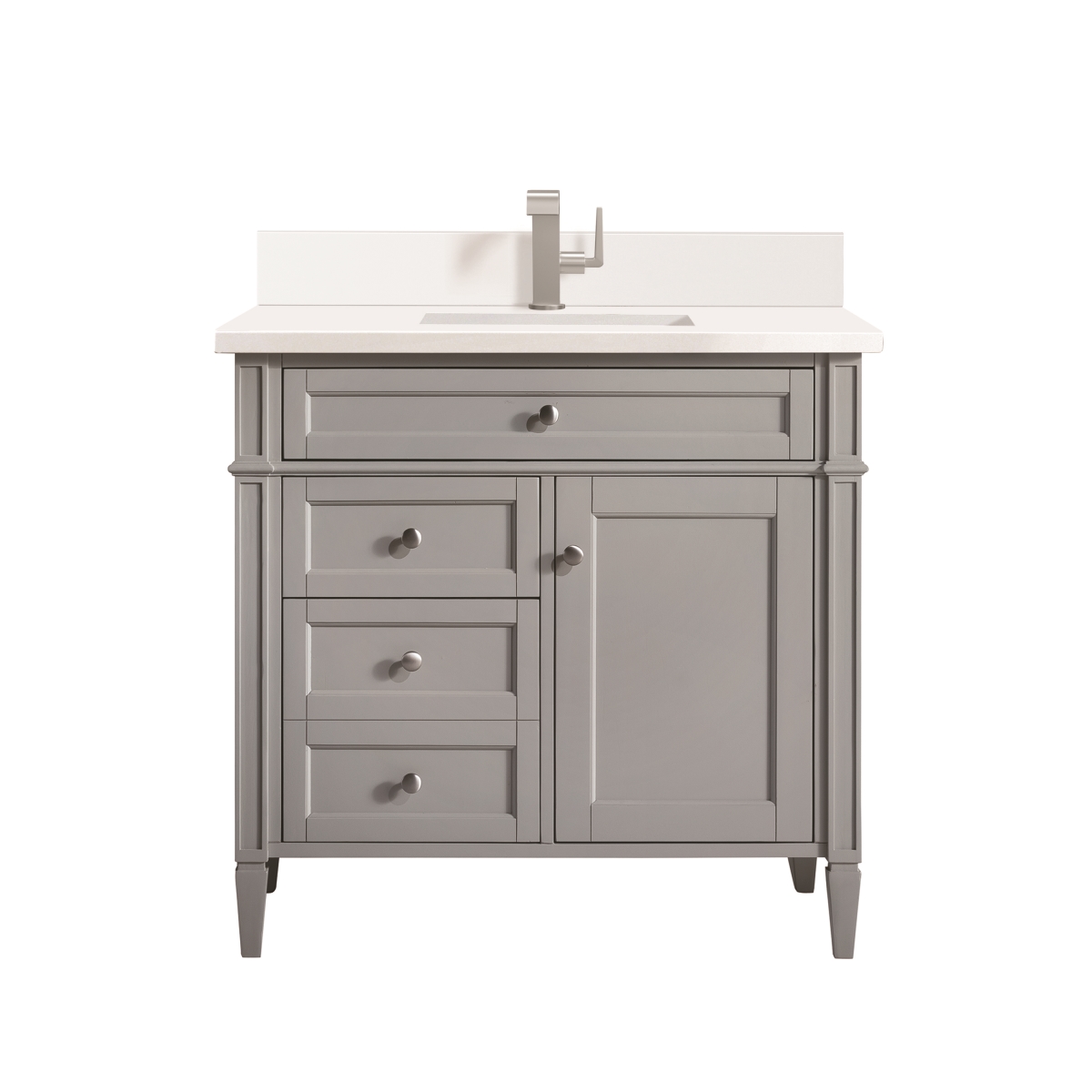 650-V36-UGR-1WZ 36 in. Single Vanity, Urban Gray with Single Hole 3 cm White Zeus Quartz Top & Backsplash -  James Martin Vanities