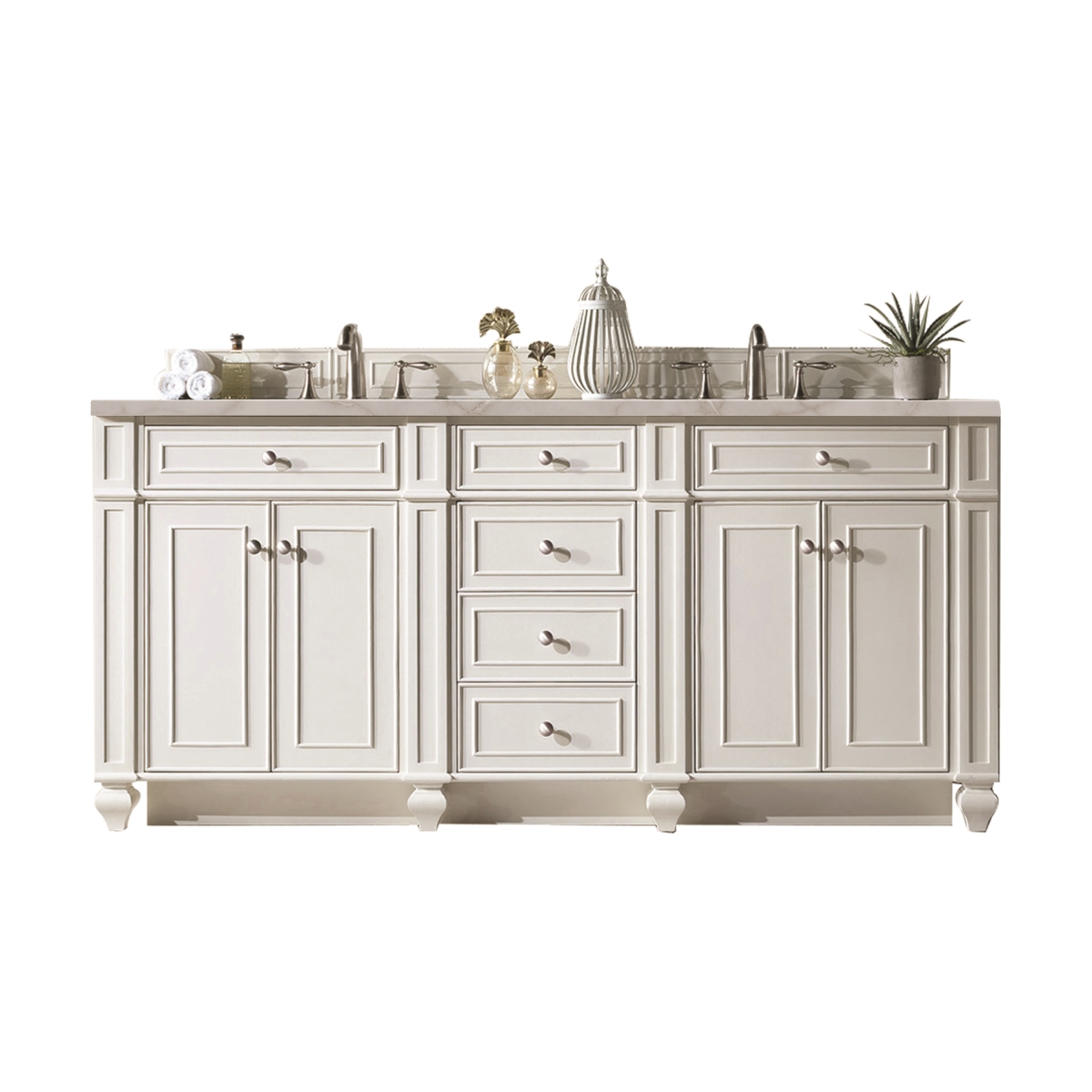 157-V72-BW-3VSL 72 in. Double Vanity, Bright White with 3 cm Victorian Silver Quartz Top -  James Martin Vanities