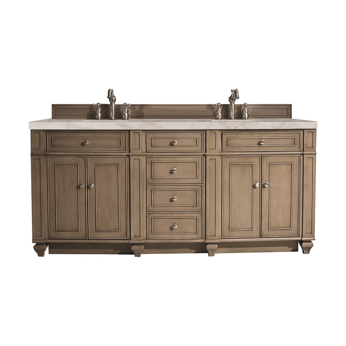 157-V72-WW-3VSL 72 in. Double Vanity, Whitewashed Walnut with 3 cm Victorian Silver Quartz Top -  James Martin Vanities