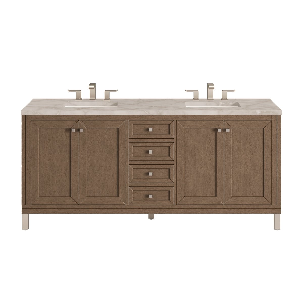 305-V72-WWW-3VSL 72 in. Double Vanity, Whitewashed Walnut with 3 cm Victorian Silver Quartz Top -  James Martin Vanities