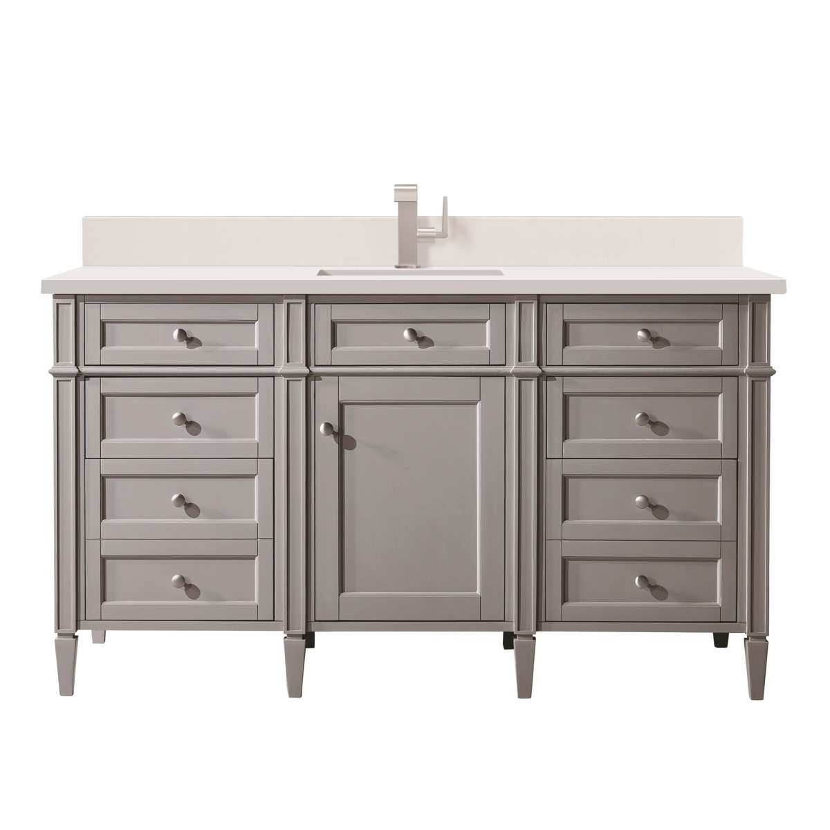 650-V60S-UGR-1WZ 60 in. Single Vanity, Urban Gray with Single Hole 3 cm White Zeus Quartz Top & Backsplash -  James Martin Vanities