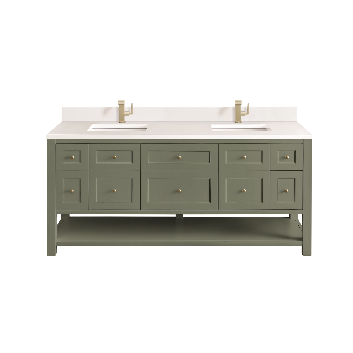 330-V72-SC-1WZ 72 in. Double Vanity, Smokey Celadon with Single Hole 3 cm White Zeus Top & Backsplash -  James Martin Vanities