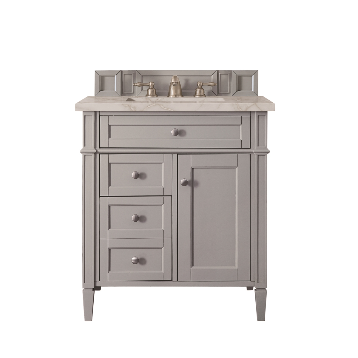 650-V30-UGR-3VSL 30 in. Single Vanity, Urban Gray with 3 cm Victorian Silver Quartz Top -  James Martin Vanities