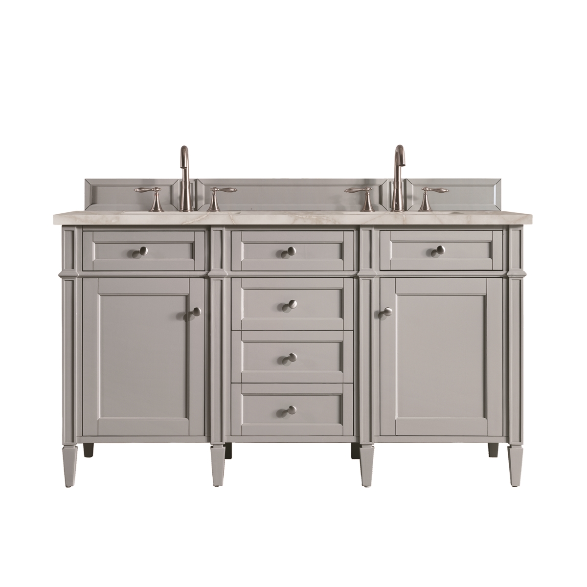 650-V60D-UGR-3VSL 60 in. Double Vanity, Urban Gray with 3 cm Victorian Silver Quartz Top -  James Martin Vanities