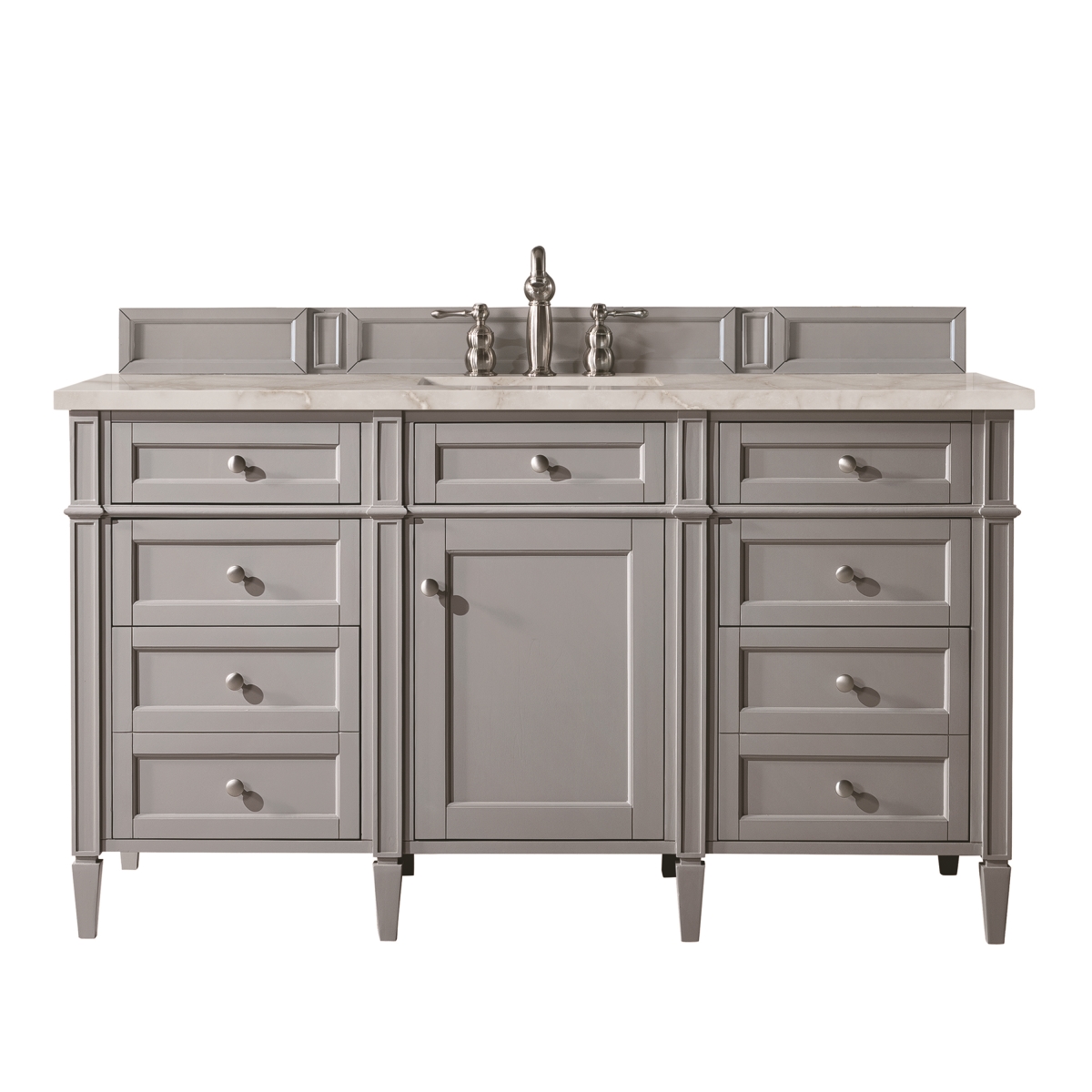 650-V60S-UGR-3VSL 60 in. Single Vanity, Urban Gray with 3 cm Victorian Silver Quartz Top -  James Martin Vanities