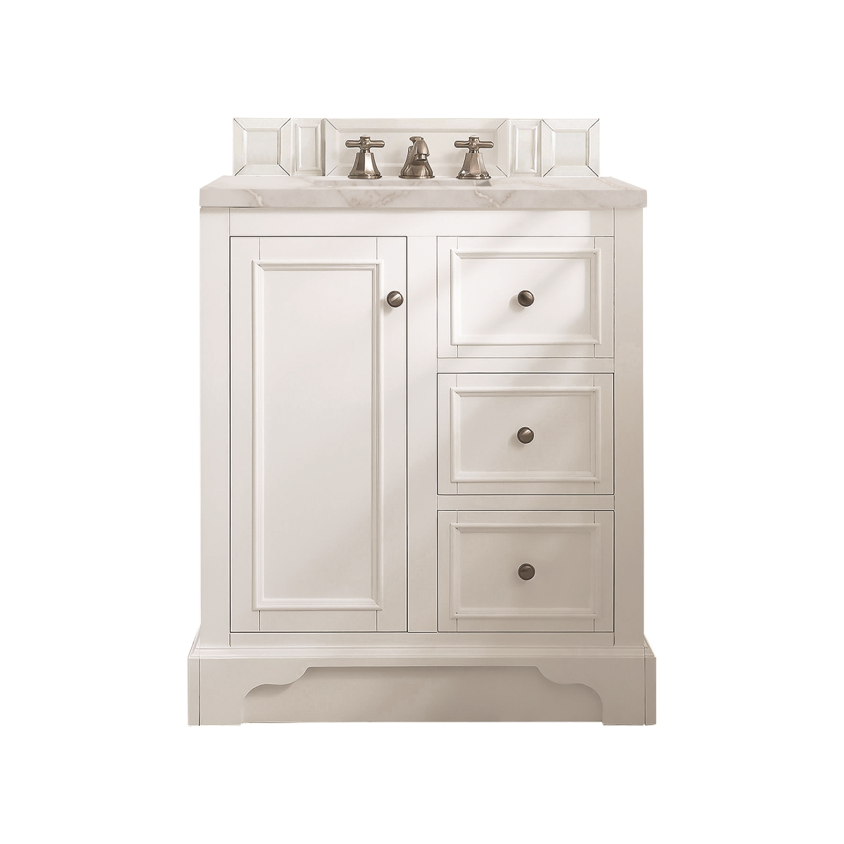 825-V30-BW-3VSL 30 in. Single Vanity, Bright White with 3 cm Victorian Silver Quartz Top -  James Martin Vanities