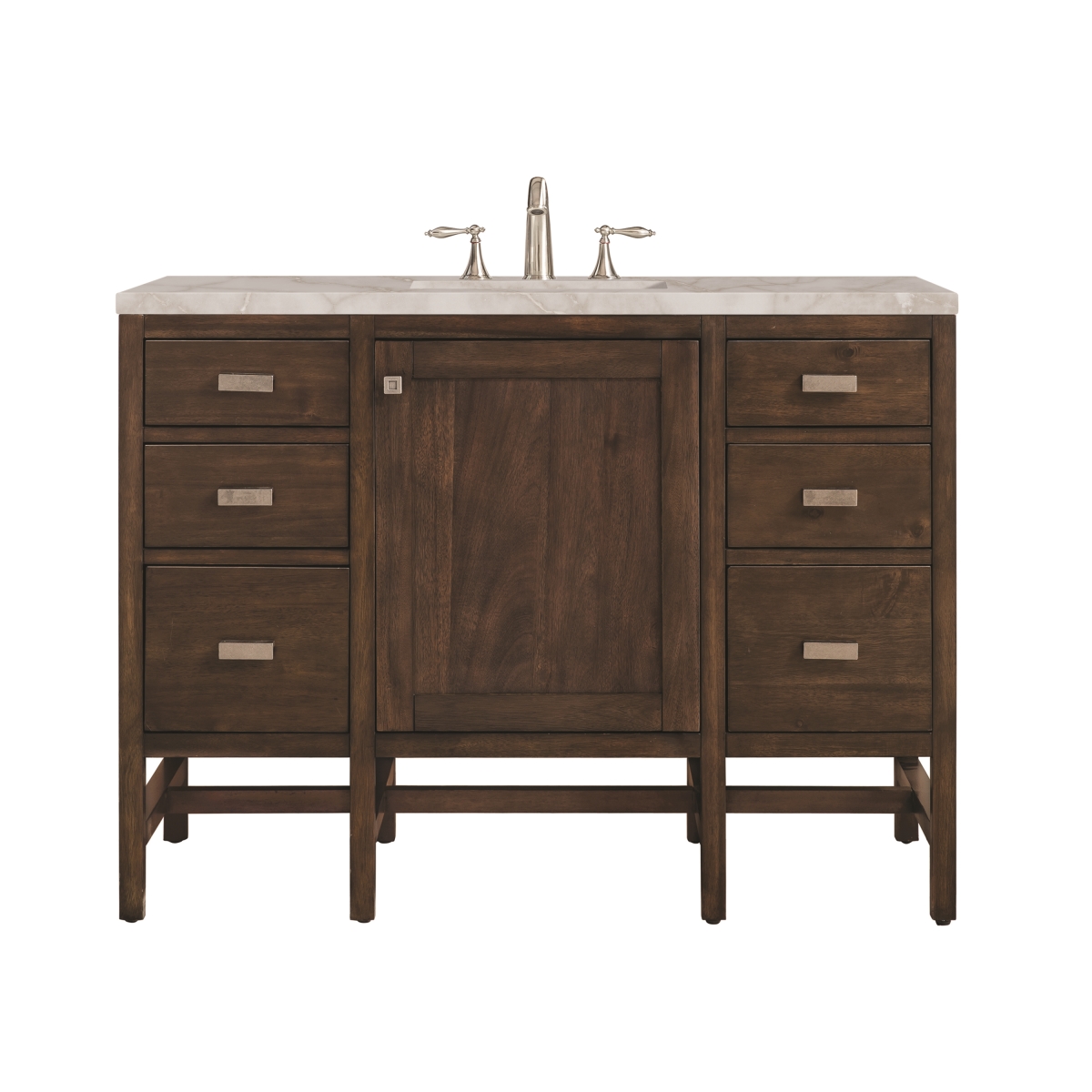 Picture of Addison E444-V48-MCA-3VSL 48 in. Single Vanity&#44; Mid-Century Acacia with 3 cm Victorian Silver Quartz Top