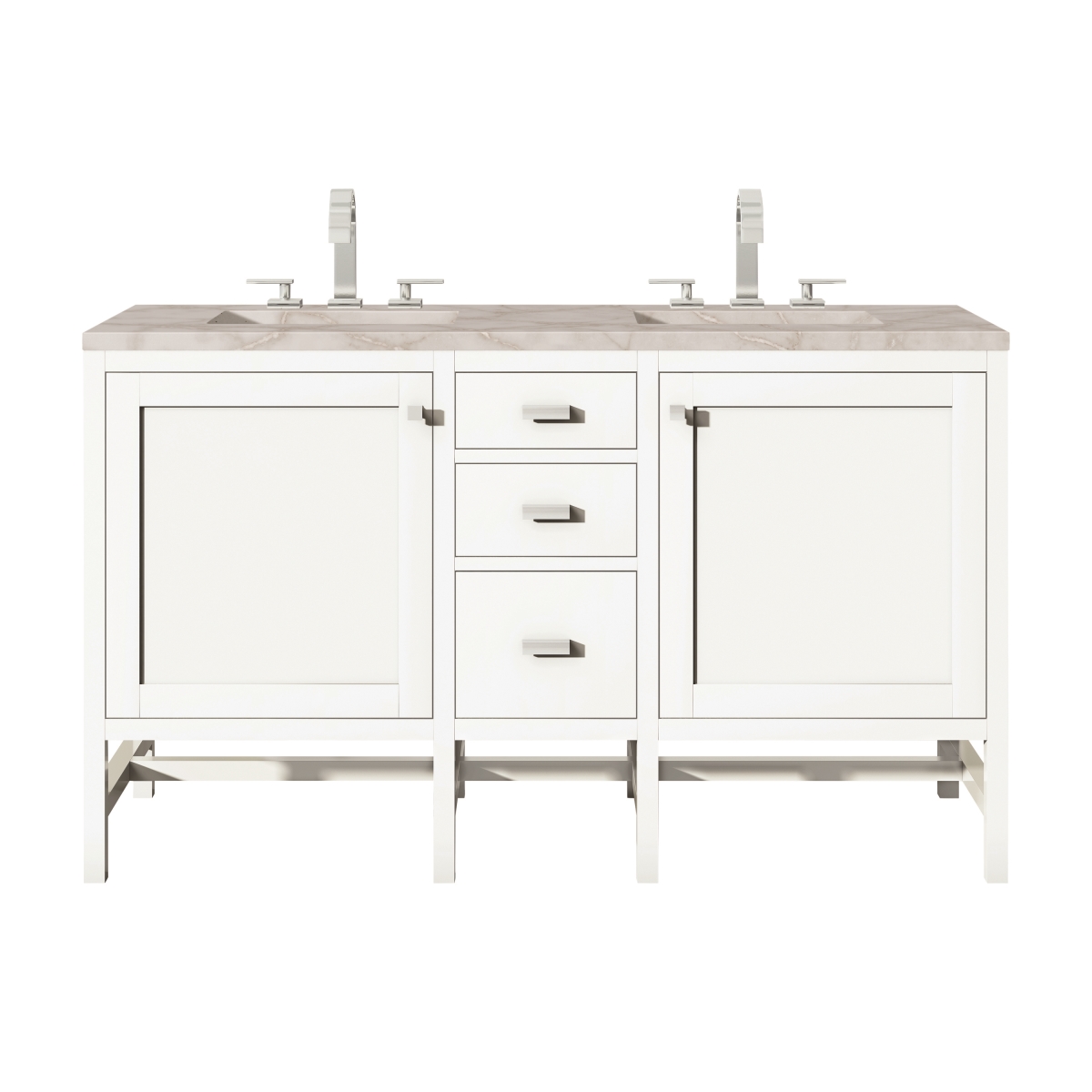 Picture of Addison E444-V60D-GW-3VSL 60 in. Double Vanity with 3 cm Victorian Silver Quartz Top&#44; Glossy White