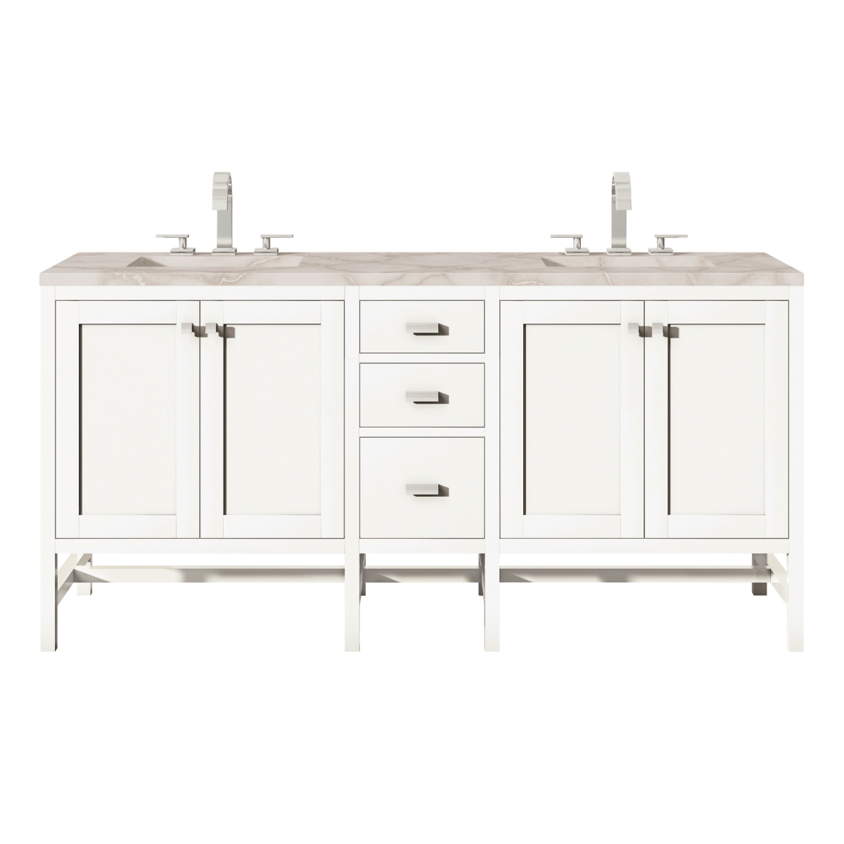 Picture of Addison E444-V72-GW-3VSL 72 in. Double Vanity&#44; Glossy White with 3 cm Victorian Silver Quartz Top
