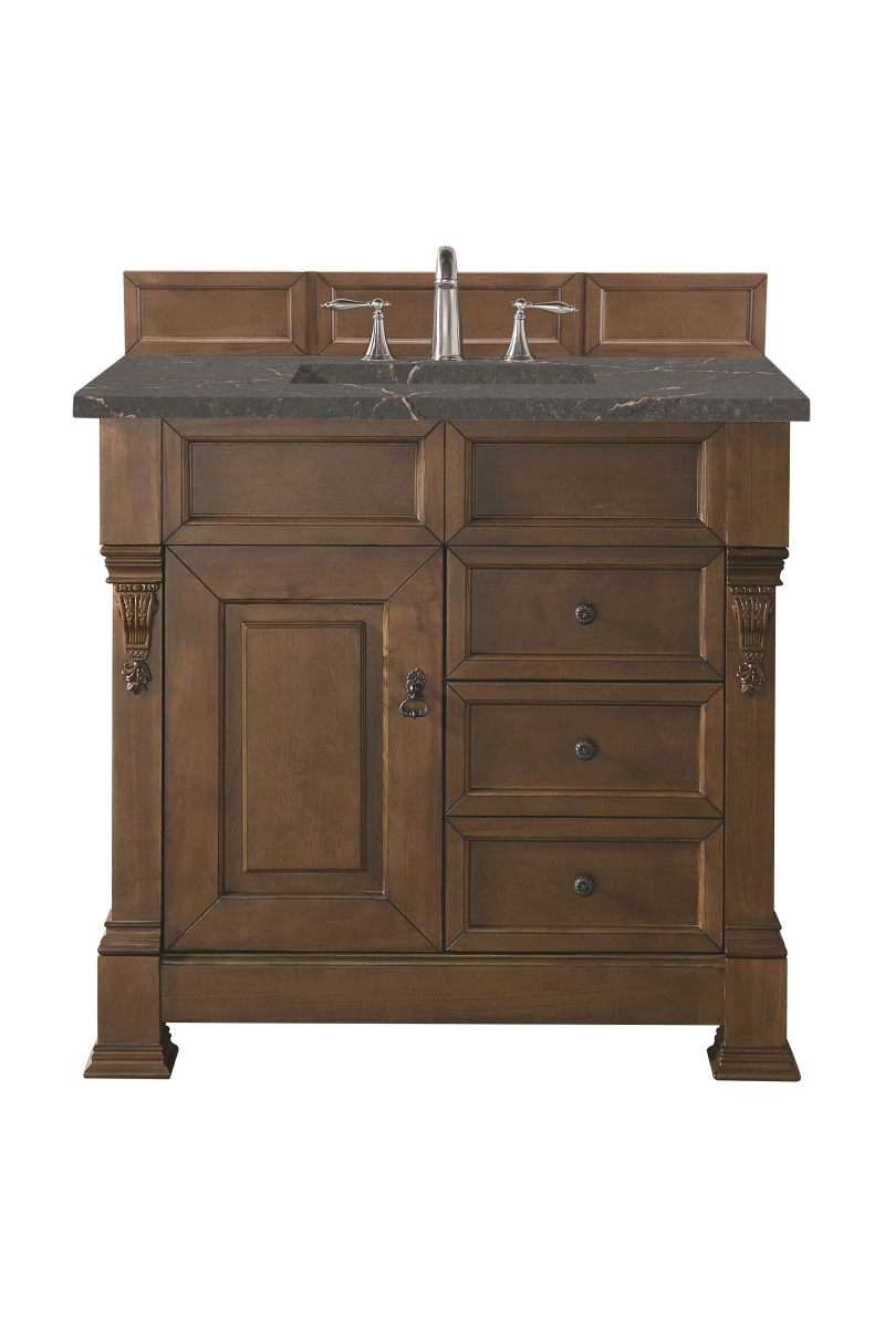 147-114-5576-3PBL 36 in. Single Vanity, Country Oak with 3 cm Parisien Bleu Quartz Top -  James Martin Vanities