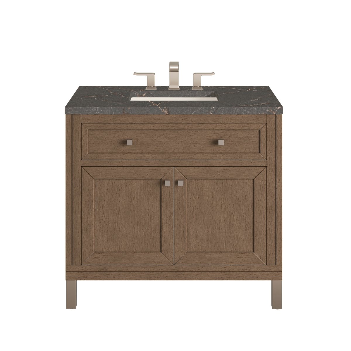 305-V36-WWW-3PBL 36 in. Single Vanity, Whitewashed Walnut with 3 cm Parisien Bleu Quartz Top -  Chicago