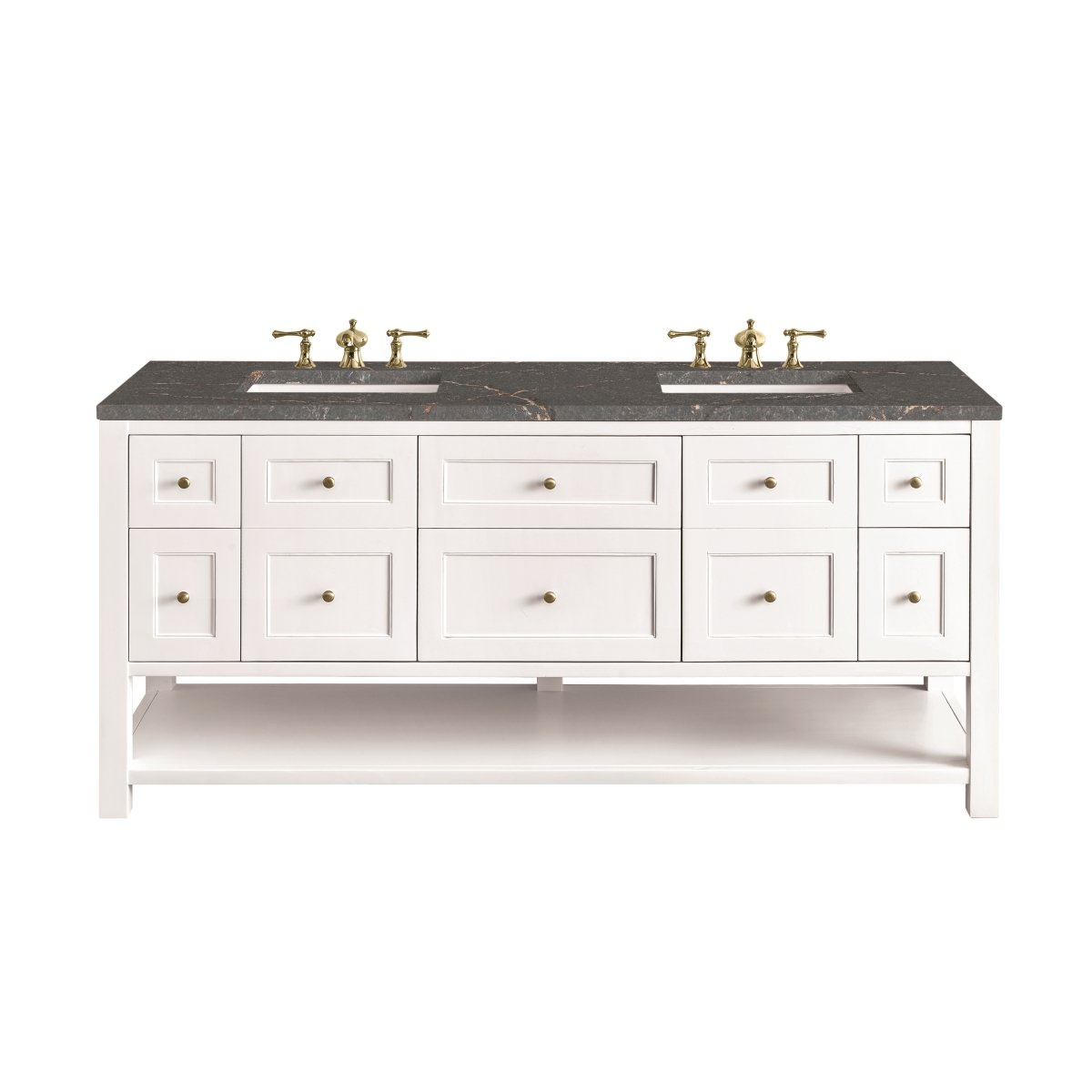 330-V72-BW-3PBL 72 in. Double Vanity in Bright White with 3 cm Parisian Bleu Top -  James Martin Vanities