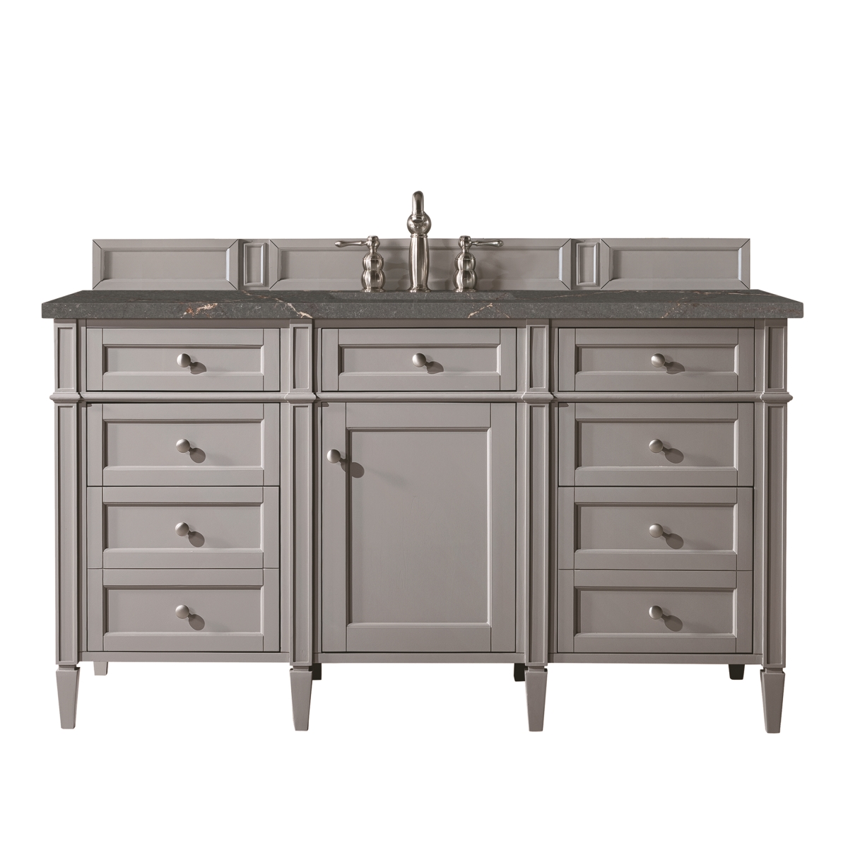 650-V60S-UGR-3PBL 60 in. Single Vanity, Urban Gray with 3 cm Parisien Bleu Quartz Top -  James Martin Vanities