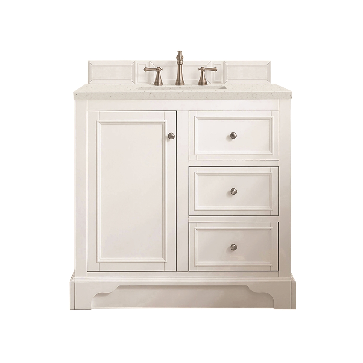 825-V36-BW-3LDL 36 in. Single Vanity, Bright White with 3 cm Lime Delight Quartz Top -  James Martin Vanities