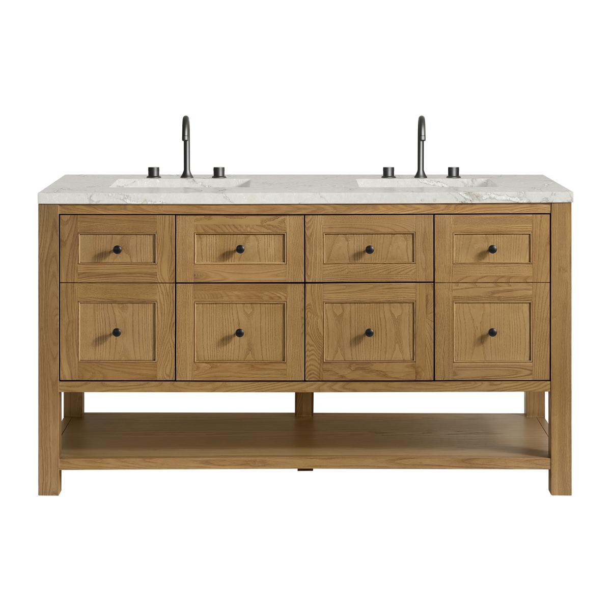 Picture of James Martin Vanities 330-V60D-LNO-3VSL 60 in. Breckenridge Double Vanity with 3 cm Victorian Silver Quartz Top&#44; Light Natural Oak