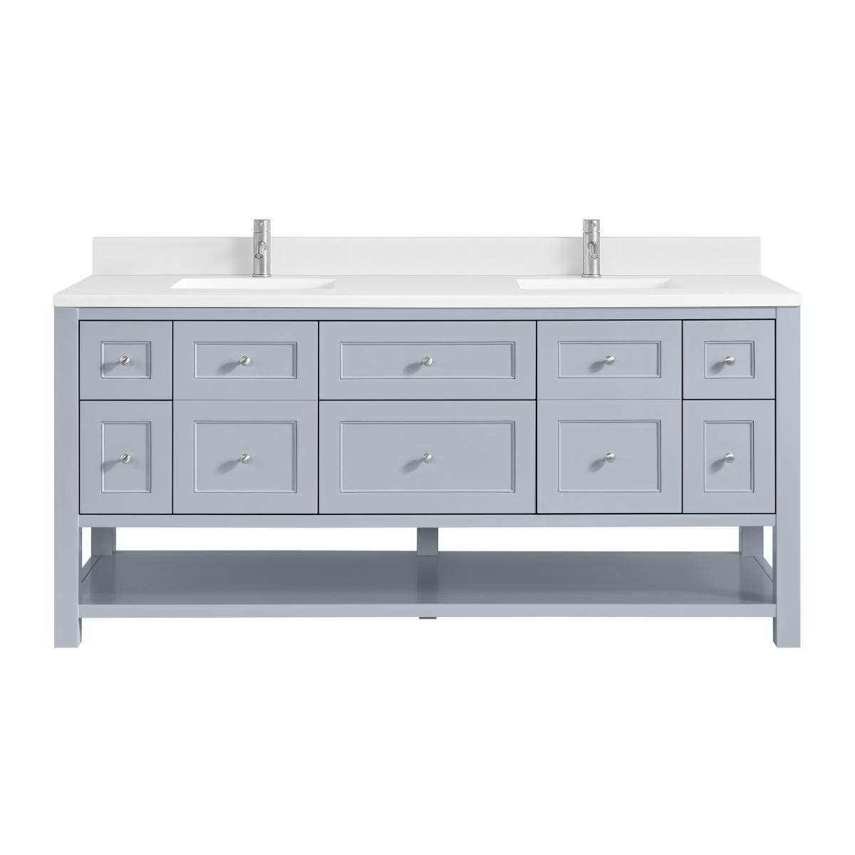 Picture of James Martin Vanities 330-V72-SRB-1WZ 72 in. Breckenridge Double Vanity with Double Hole 3 cm White Zeus Quartz Top & Backsplash&#44; Serenity Blue