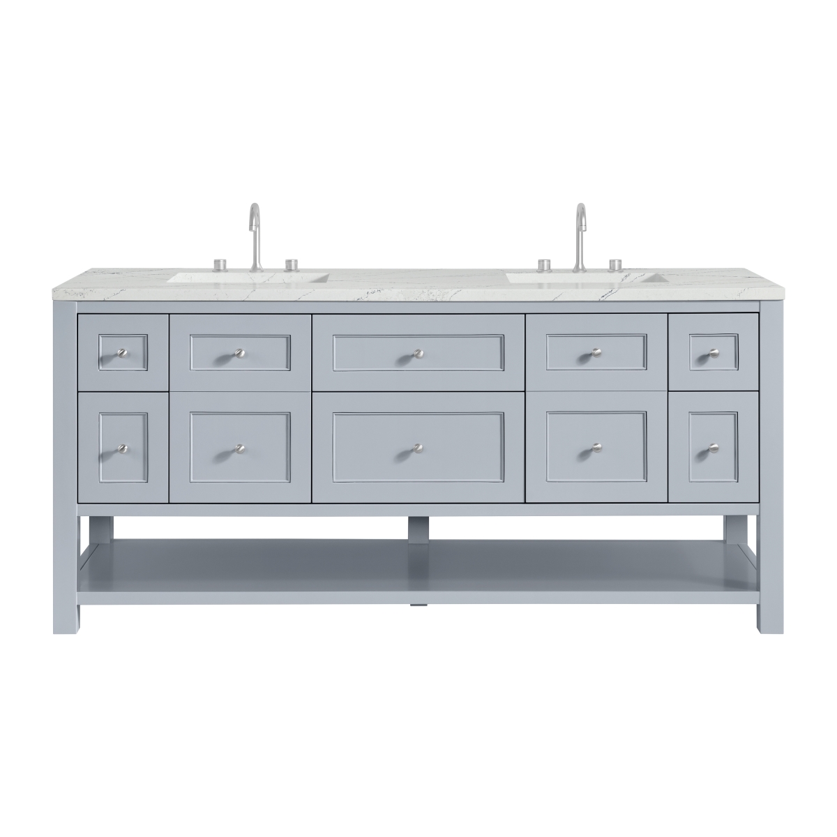 Picture of James Martin Vanities 330-V72-SRB-3ENC 72 in. Breckenridge Double Vanity with 3 cm Ethereal Noctis Quartz Top&#44; Serenity Blue