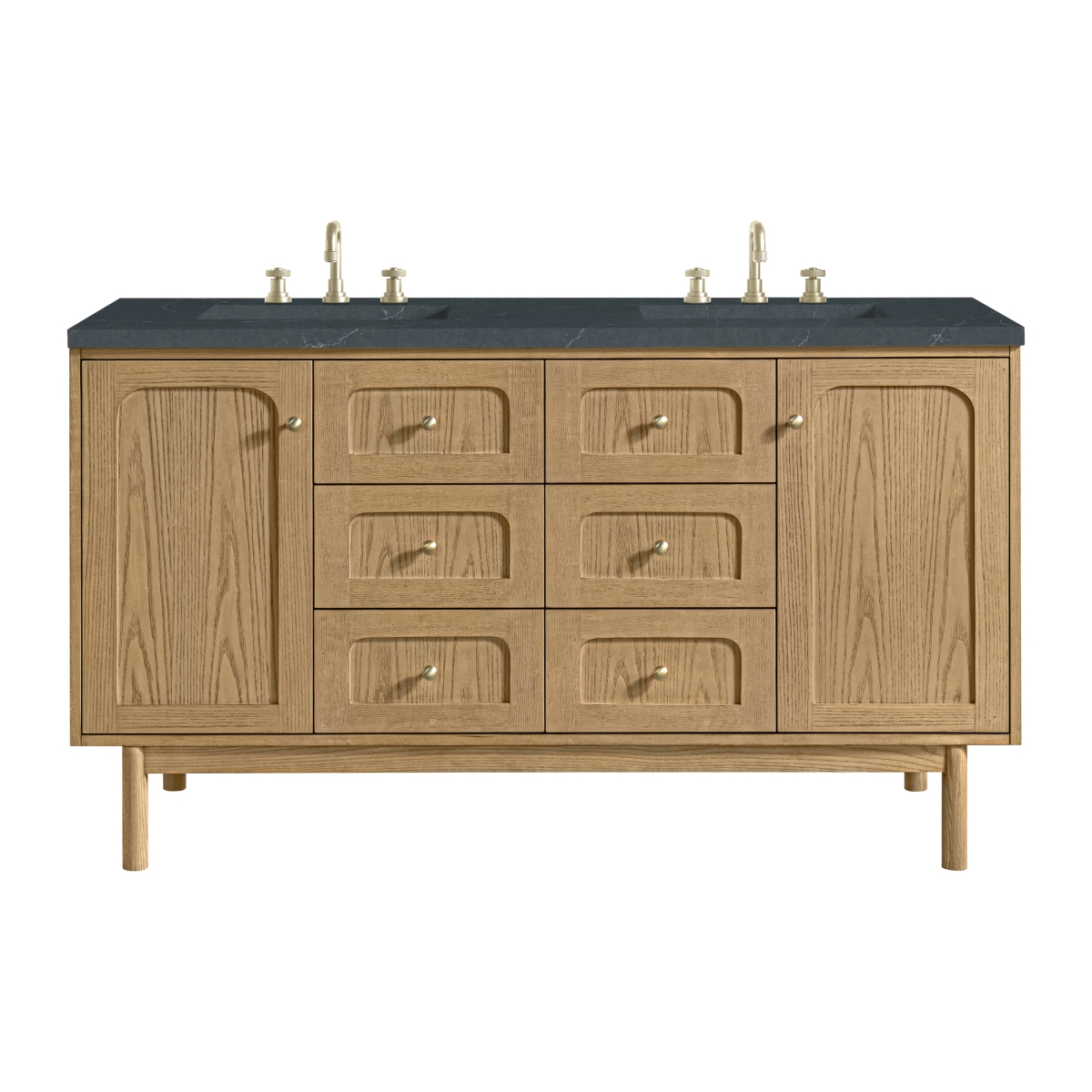 Picture of James Martin Vanities 545-V60D-LNO-3CSP 60 in. Laurent Double Vanity with 3 cm Charcoal Soapstone Quartz Top&#44; Light Natural Oak