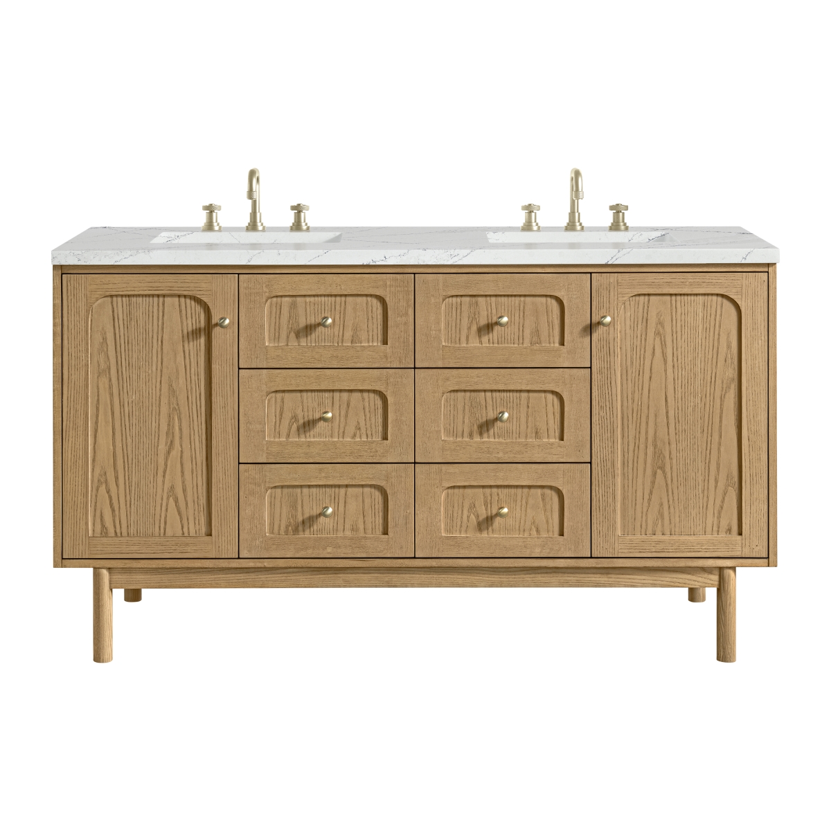 Picture of James Martin Vanities 545-V60D-LNO-3ENC 60 in. Laurent Double Vanity with 3 cm Ethereal Noctis Quartz Top&#44; Light Natural Oak