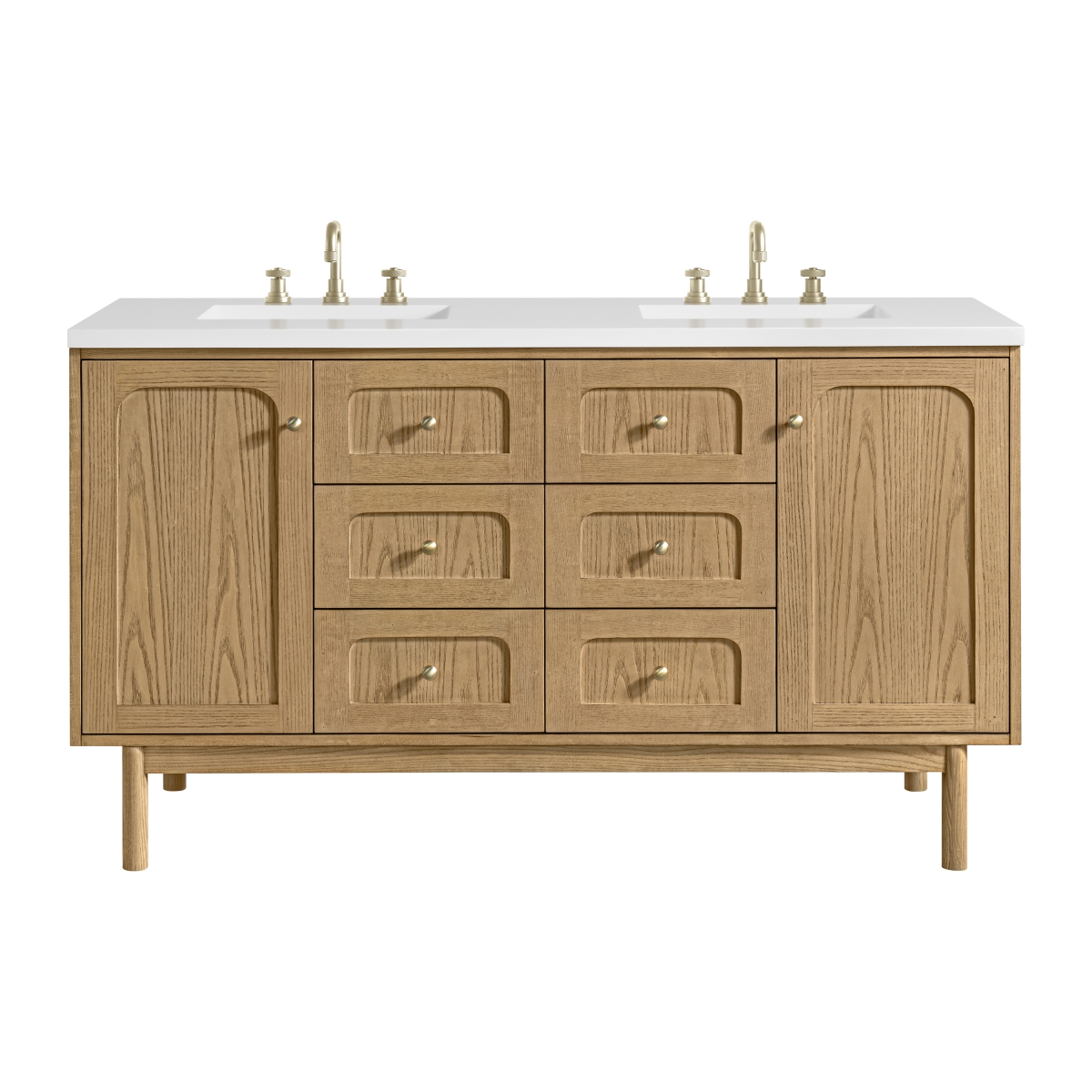 Picture of James Martin Vanities 545-V60D-LNO-3WZ 60 in. Laurent Double Vanity with 3 cm White Zeus Quartz Top&#44; Light Natural Oak