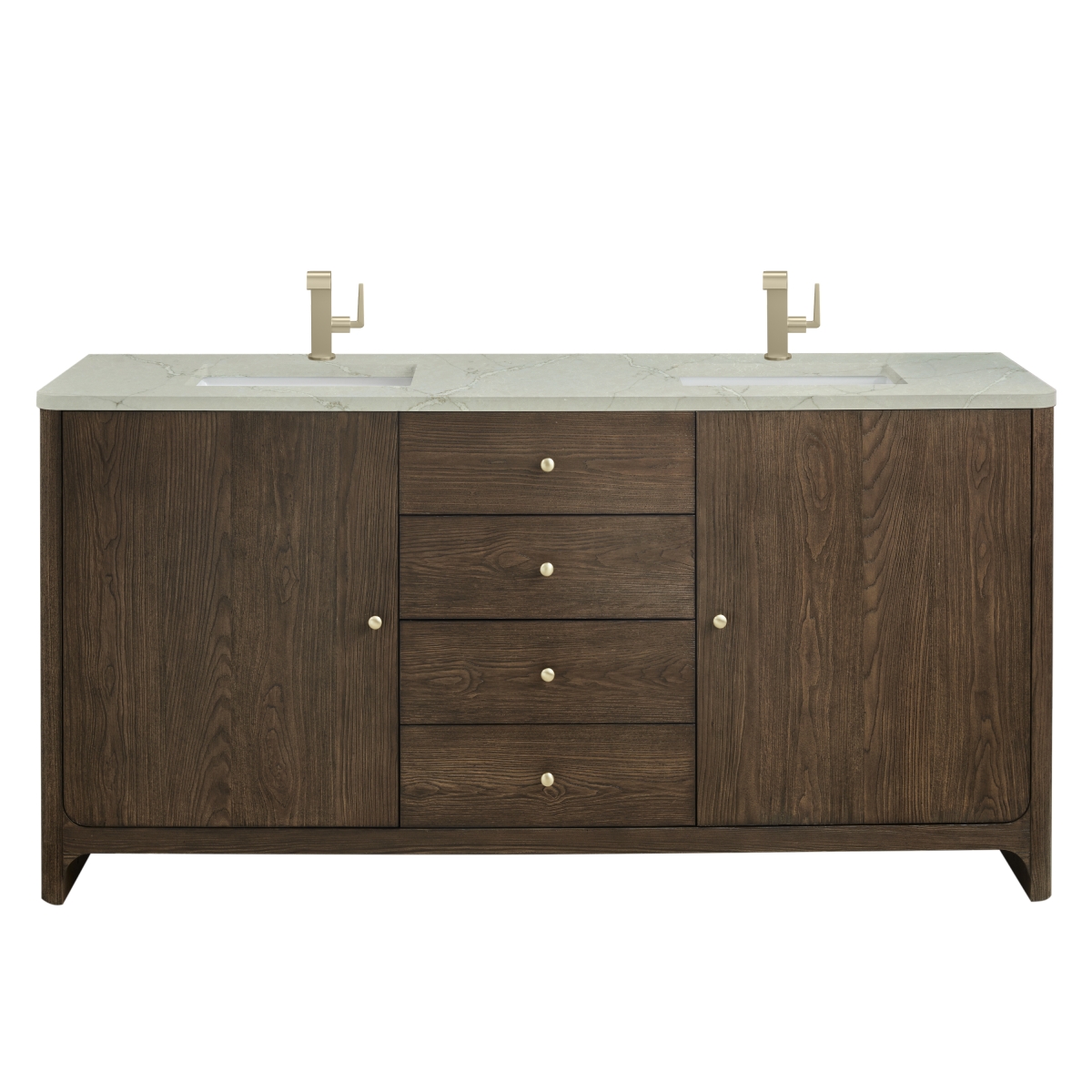 Picture of James Martin Vanities D125-V72-SBL-3VSL Gracyn 72 in. Double Vanity with 3 CM Victorian Silver Quartz Top - Sable