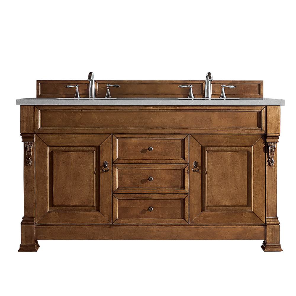 147-114-5671-3ESR 60 in. Brookfield Country Oak Double Vanity with 3 cm Eternal Serena Quartz Top -  James Martin Vanities