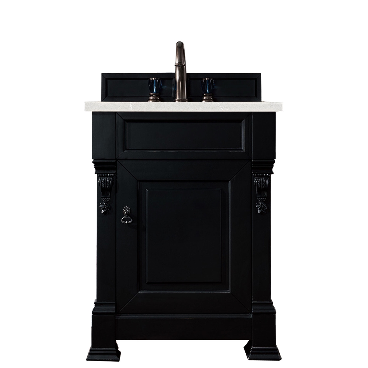 147-114-V26-AQB-3ESR 26 in. Brookfield Single Vanity with 3 CM Eternal Serena Quartz Top  Antique Black -  James Martin Vanities