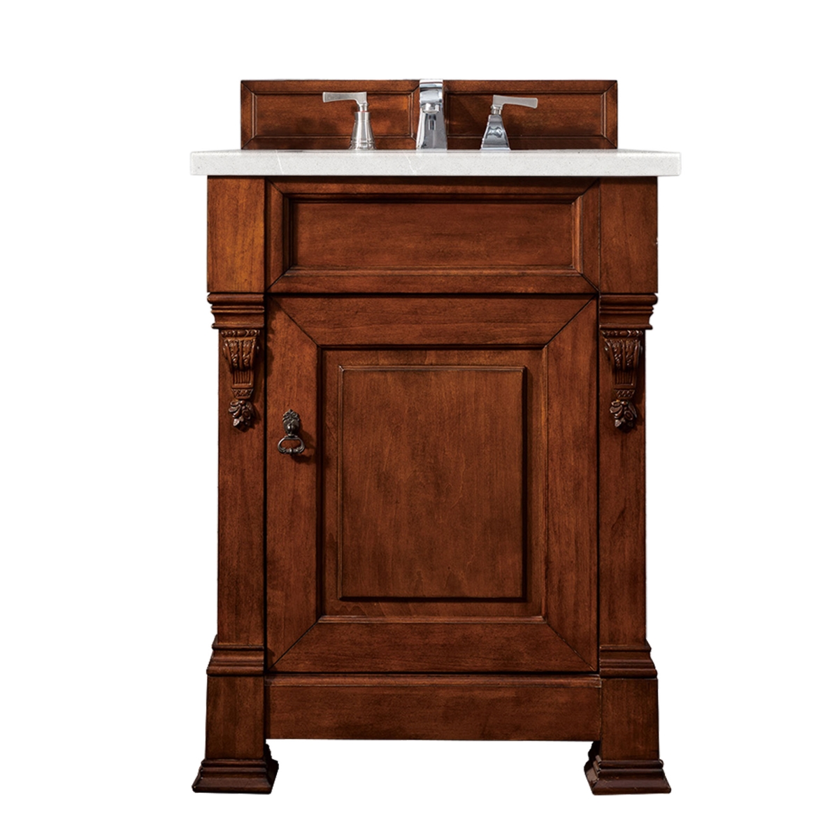 147-114-V26-WCH-3ESR 26 in. Brookfield Single Vanity with 3 CM Eternal Serena Quartz Top  Warm Cherry -  James Martin Vanities