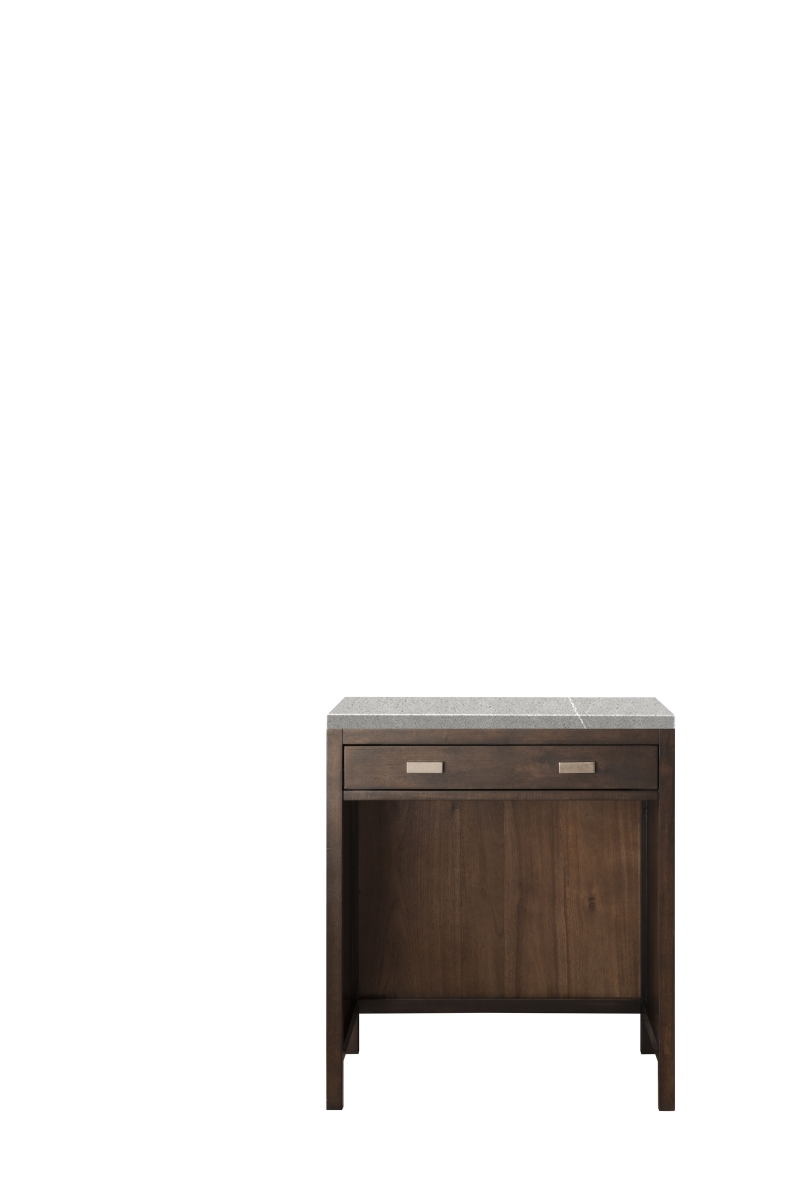 E444-CU30-MCA-3ESR 30 in. Addison Free-Standing Makeup Countertop Unit with 3 CM Eternal Serena Quartz Top  Mid Century Acacia -  James Martin Vanities